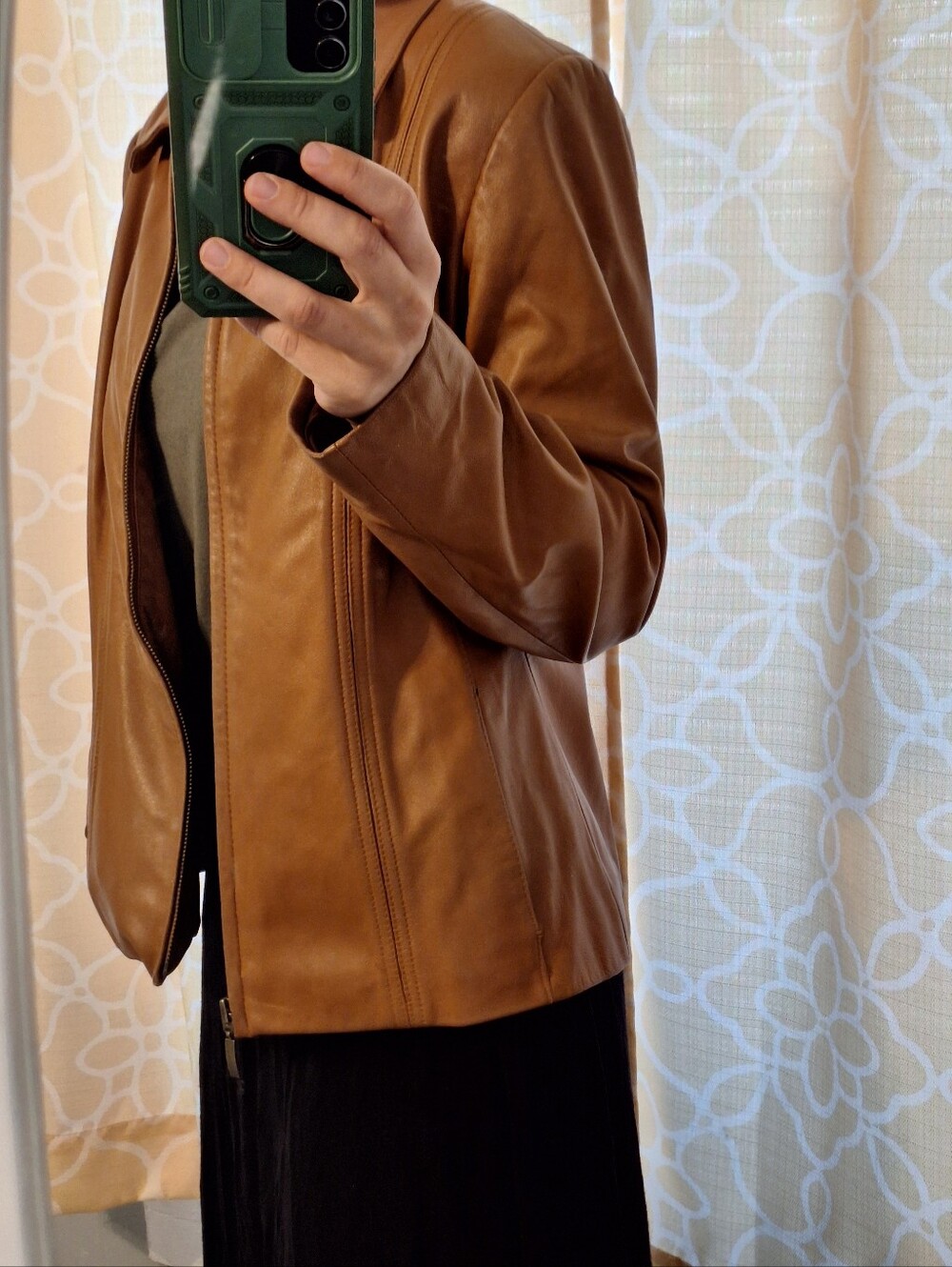 Preston & York Women's Tan Leather Zip-Front Jacket